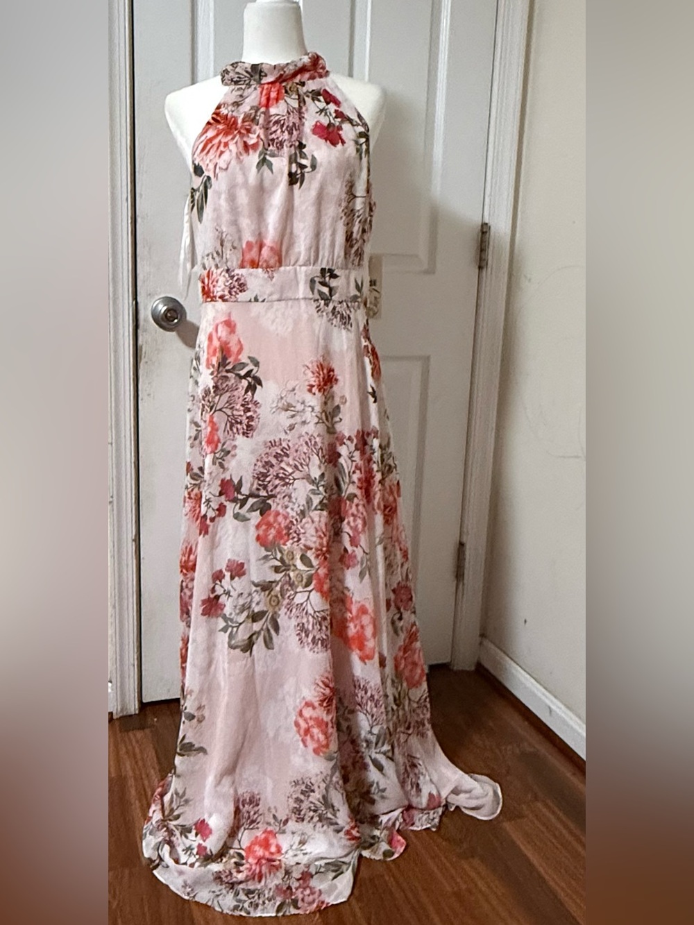 Eliza J Pink Floral Halter Maxi Dress